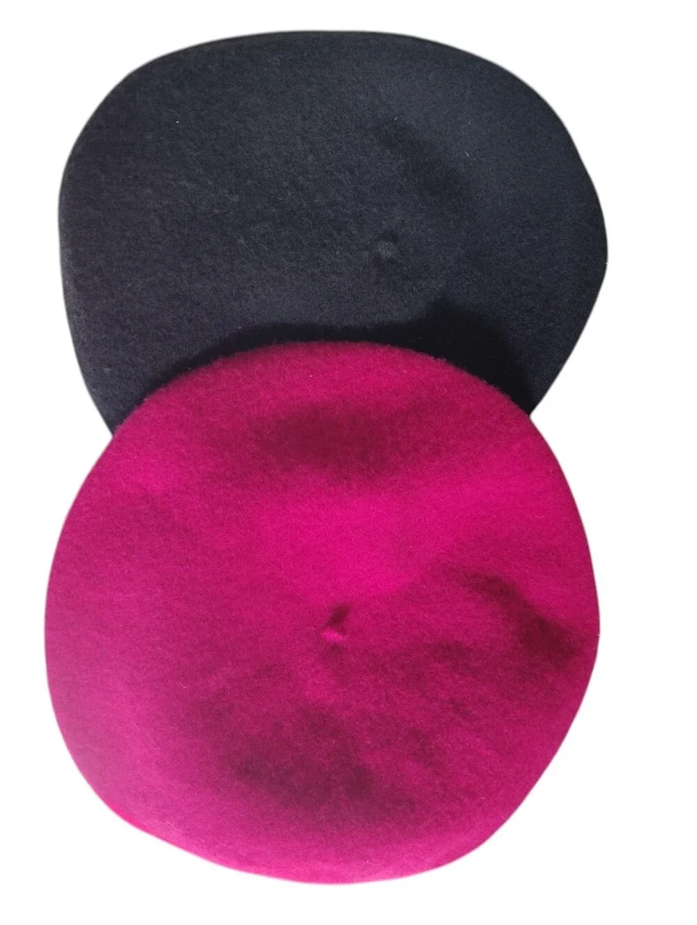 Black and Fuchsia Wool Beret Duo - Women Accessories